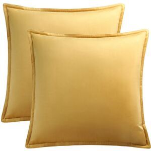 Velvet Throw Pillow Cover 2Pcs Cushion Cases 16"x16" Gold
